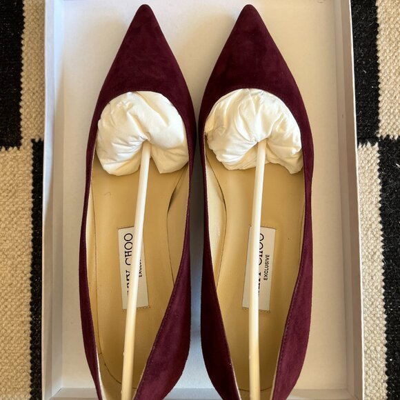 Jimmy Choo Amelia Suede Kitten-Heel Pumps in Burgundy NIB, Size 38.5 - Picture 8 of 11